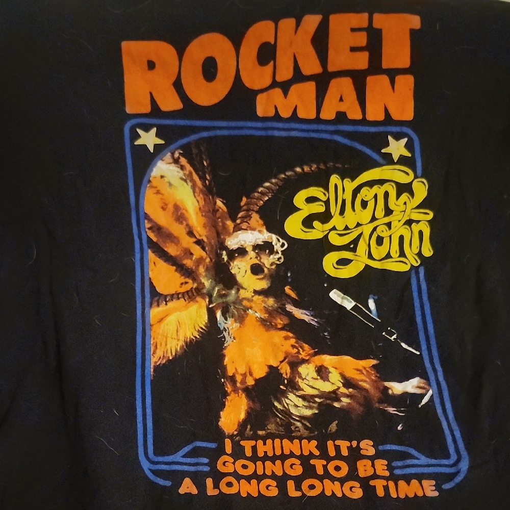 Elton John Rocket Man Black T-Shirt